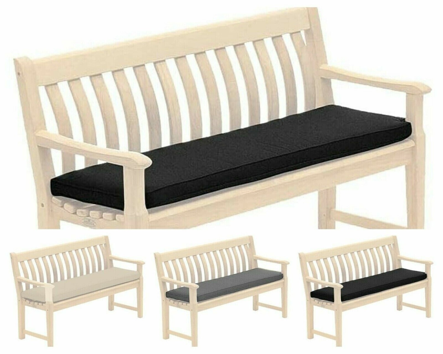 OUTDOOR 2 3 4 SEATER BENCH PAD WATERPROOF FABRIC GARDEN FURNITURE SEAT CUSHION