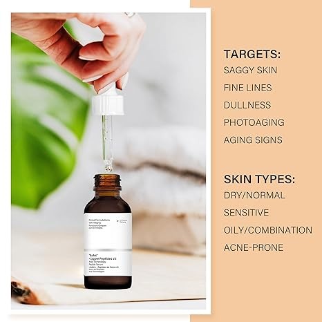 Original peptides serum for face : "Buffet" + Copper Peptides 1% improving the appearance of fine and dynamic lines Skin smoothness and firmness 30ML bottle