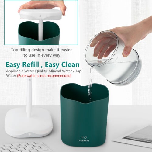 2000ml Quiet Ultrasonic Humidifier 2-in-1 Diffuser Cool Mist Maker W/ LED Light