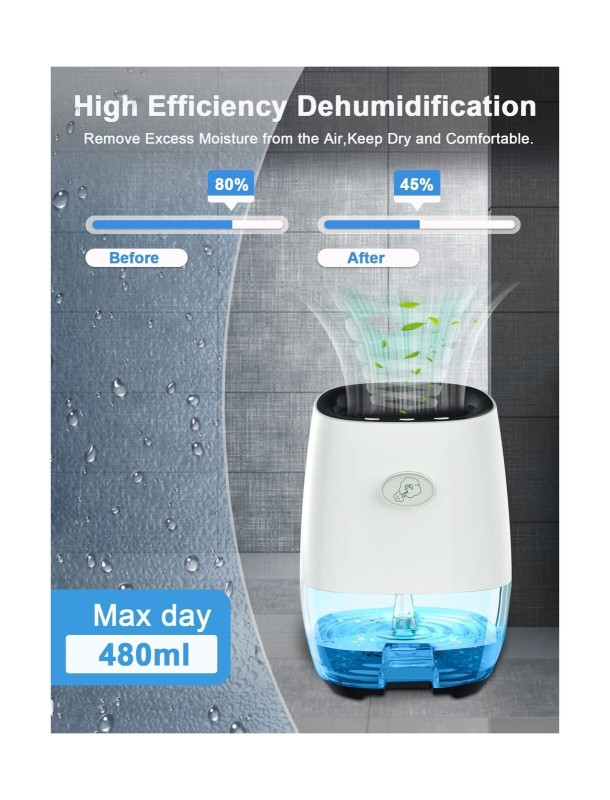 Dehumidifiers:Portable Dehumidifier for Home, Bedroom, Bathroom 35OZ Small De...
