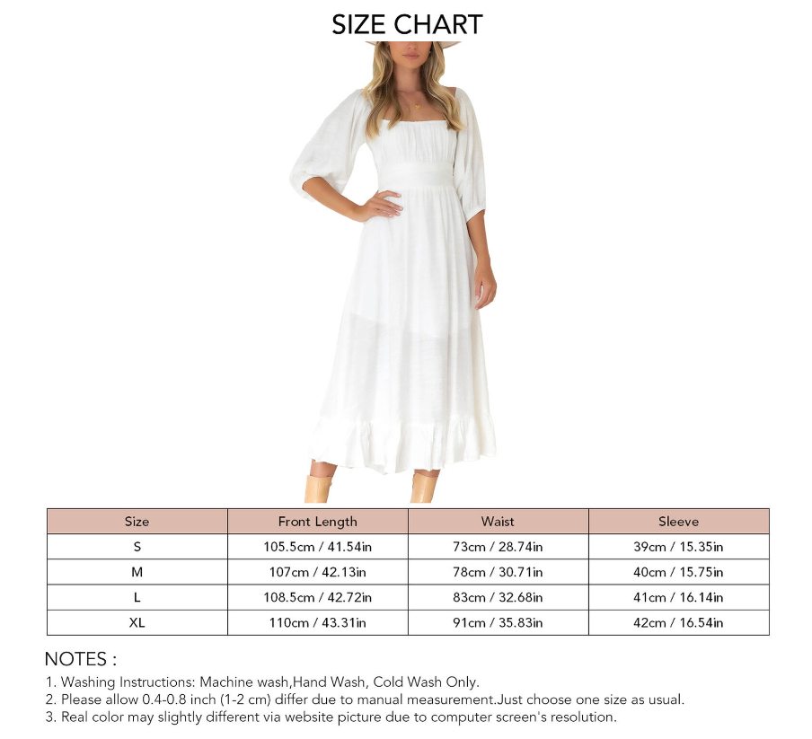 (White XL)Dress Half Puff Sleeve Neck Backless Flounce Hem High HG5