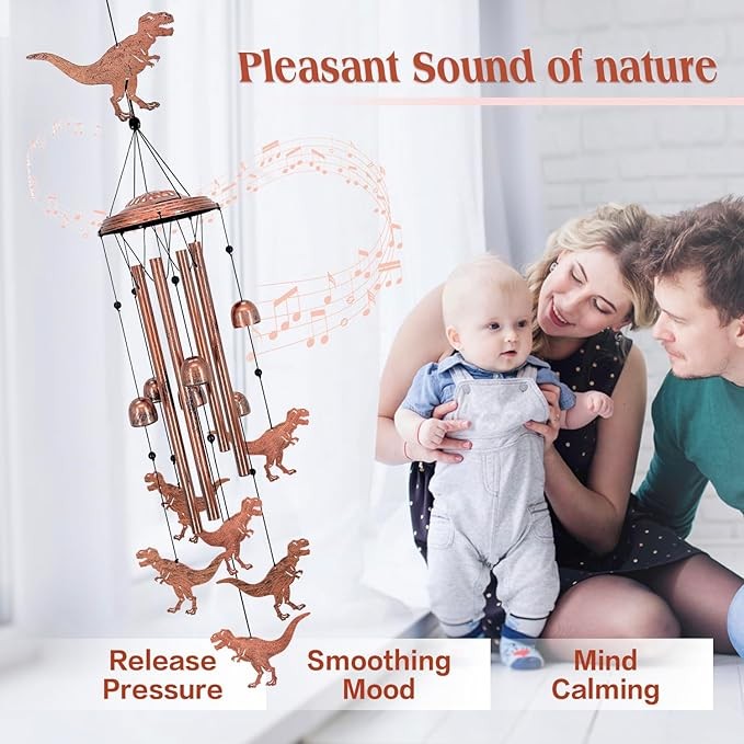 Dinosaur Wind Chimes for Outside,Dinosaur Gifts for Adults/Women/Men/Boys/Girls Memorial Gifts/Birthday Festival Gifts Metal windchimes Outdoors/Indoors,Patio Decor,Garden Decor,Home,Porch,Yard Decor