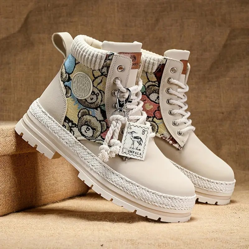 Men's Trendy High Top PU Leather Boots, Comfy Breathable Casual Waterproof Sneakers For Men's Outdoor Walking/Trekking/Hiking Activities
