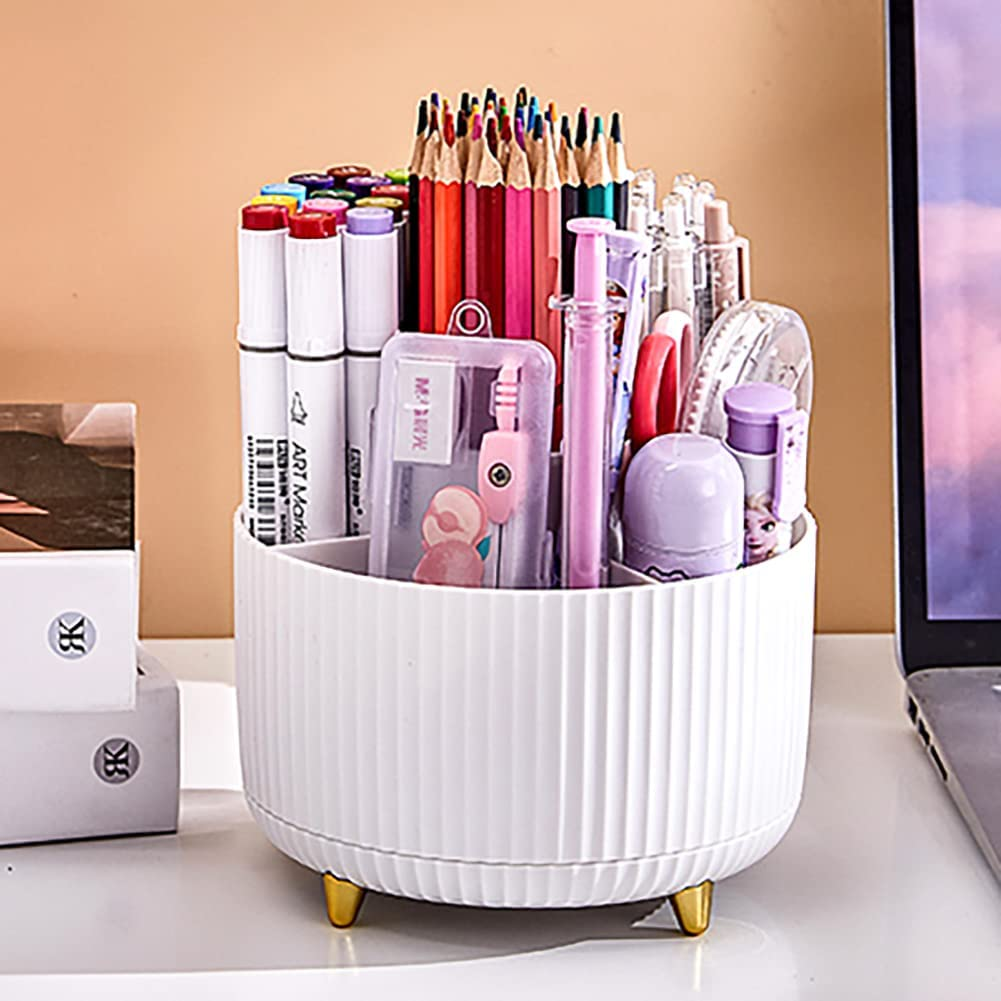 Makeup Organizer, 360 Rotating Makeup Brush Holder, 5 Slot Large Capacity Makeup