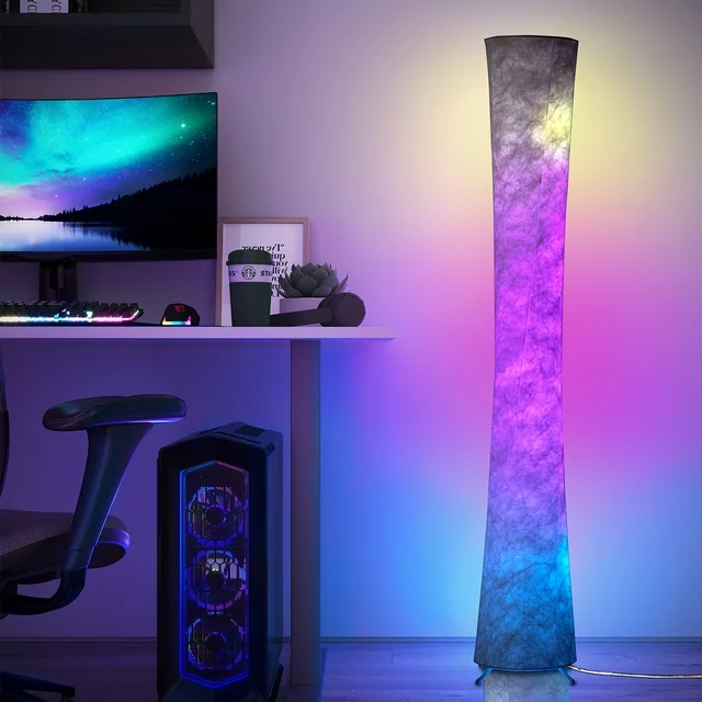 SUNMORY Soft Light LED Floor Lamp RGB Color Changing 61'' Tall Lamp, Smart Standing Lamp With Remote Control and APP Control for Living Room, Bedroom and Game Room