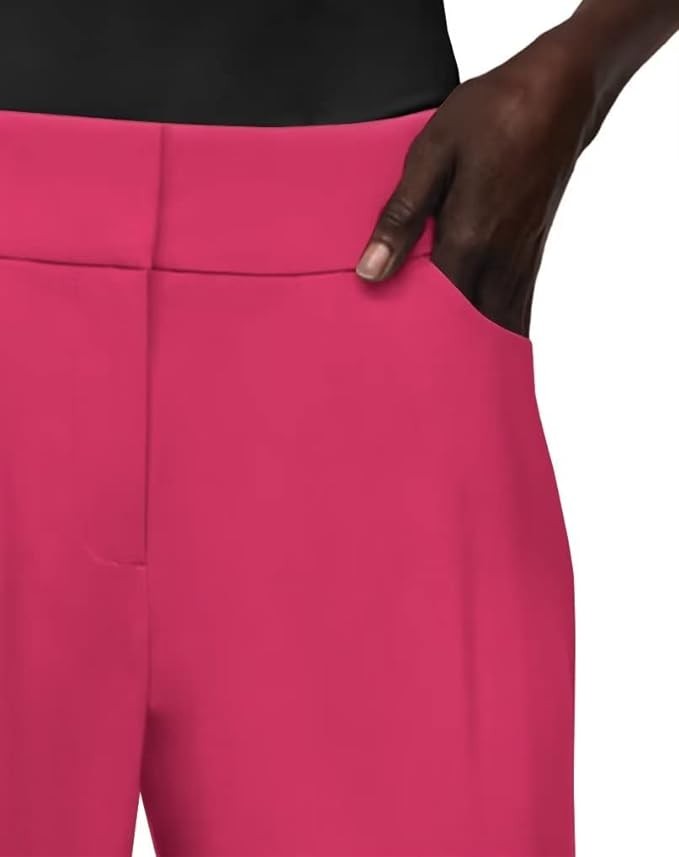 Hybrid & Company Women's High Waist Lightweight Solid Long Pants Elegant Office Trousers