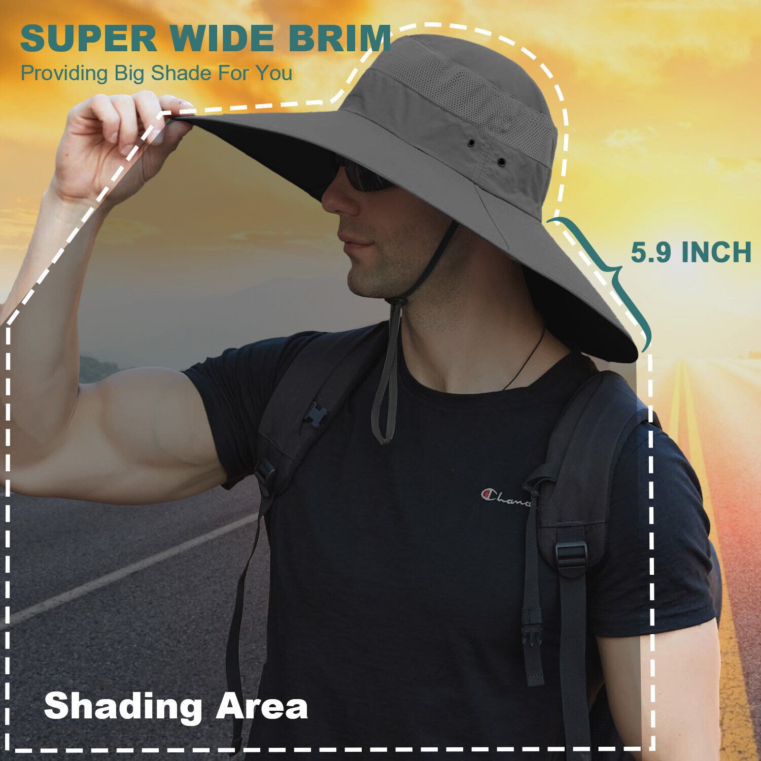 Super Wide Brim Bucket Hat UPF50+ Waterproof Sun Hat for Fishing Hiking Camping