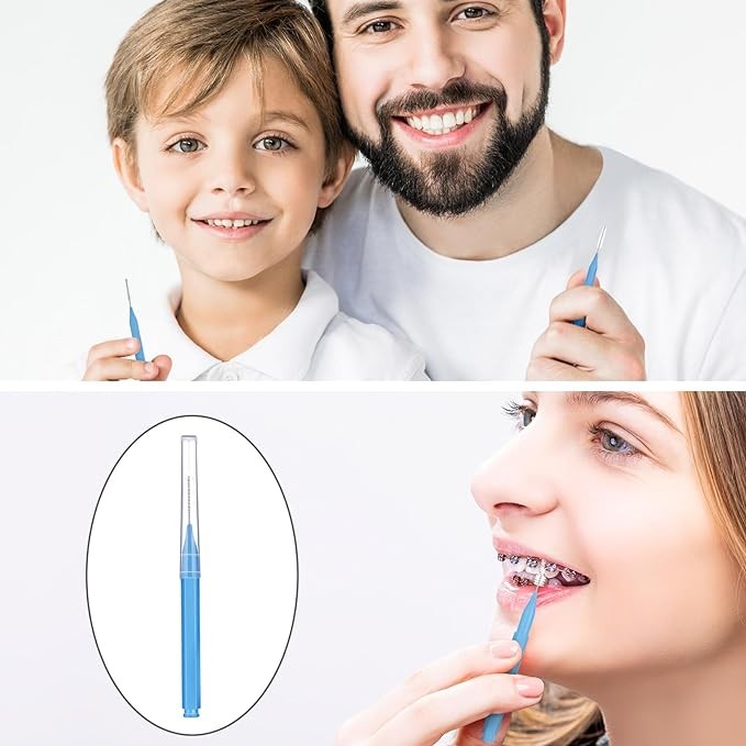 Patelai 100 Pieces Braces Brush for Cleaner Interdental Brush Toothpick Dental Tooth Flossing Head Oral Dental Hygiene Flosser Toothpick Cleaners Tooth Cleaning Tool (Classic)