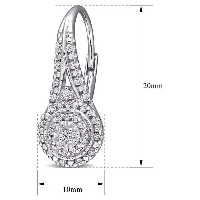 SuperJeweler Nearly 1/2 Carat Diamond Drop Earrings With Double Halo and Leverbacks, 3/4 inch for Women