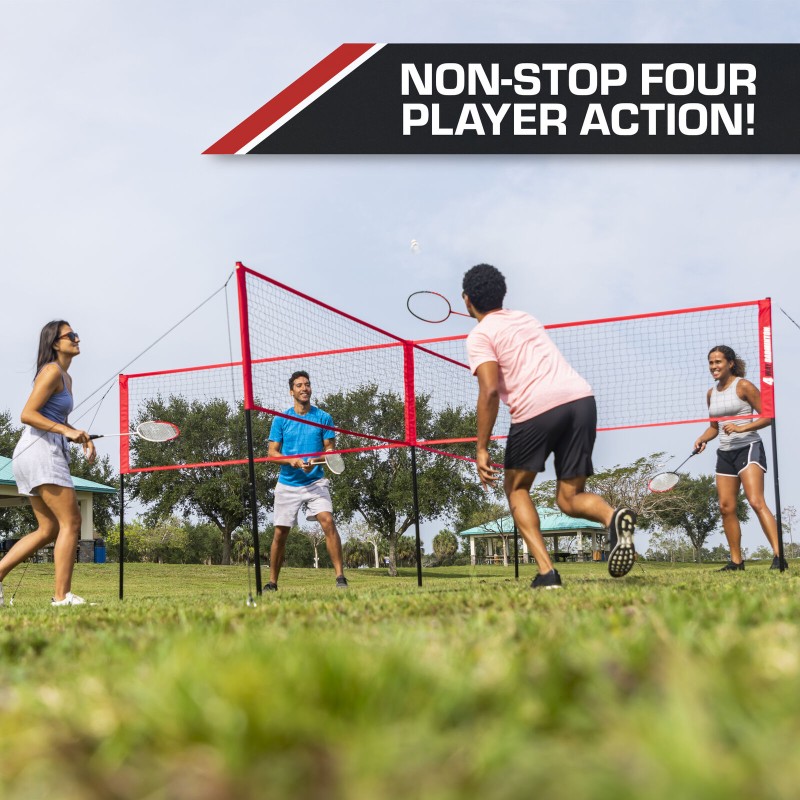 Badminton Set Indoor and Outdoor Play Durable 4-Way Badminton Net Set