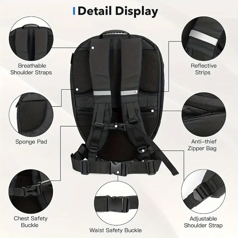 Fashion LED Waterproof Hard Shell Backpack For Motorcycle Bicycle Cycling, Portable Travel Camping Backpack, Gift For Men And Women
