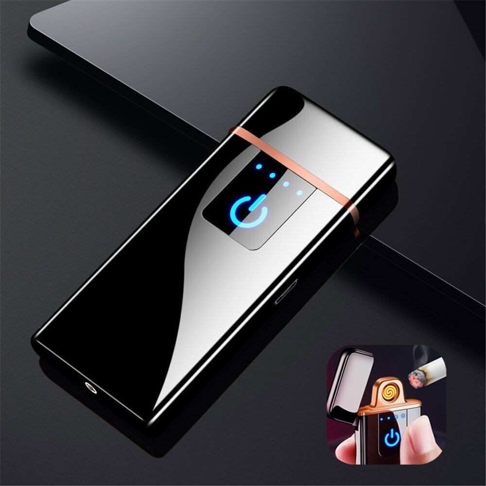 Electric Dual Arc Metal Cigarette Lighter USB Rechargeable Plasma Windproof
