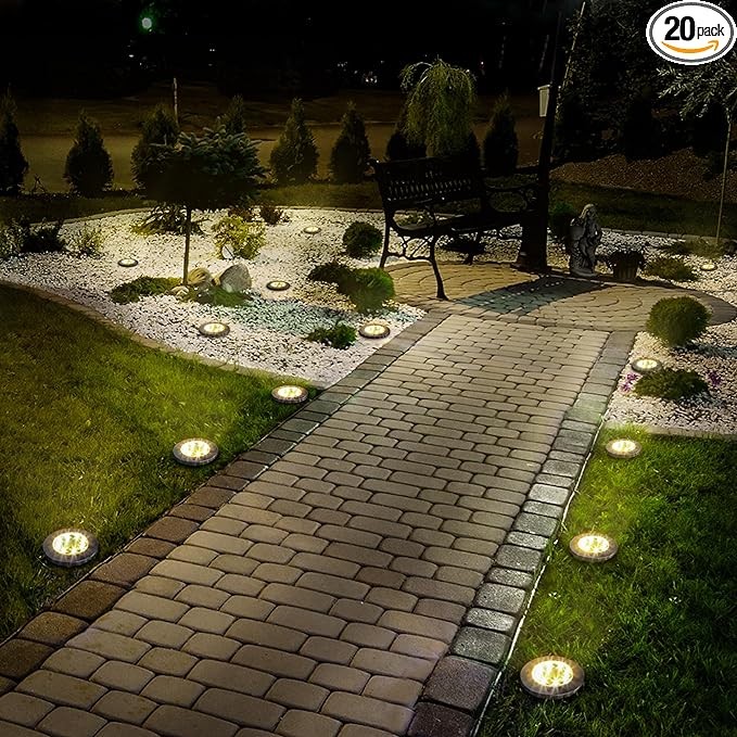 SOLPEX Solar Outdoor Lights 20 Packs, Solar Garden Lights Outdoor Waterproof Bright Pathway Landscape Lighting Decor for Deck, Lawn, Patio, Yard, Driveway, Step and Walkway (20Pack, Warm White)