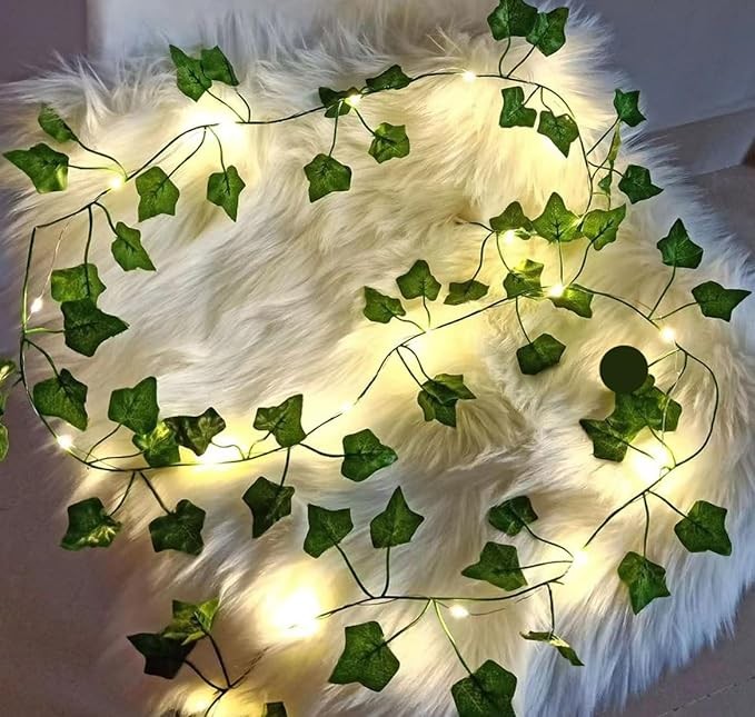 Vine String Lights, [1 Pack] Ivy Decor String Lights, Maple Leaf Garland Wreath Hanging lamp with 20 LED, Fairy Night Lights for Home,6.5 FT, Battery Powered, Room, Bedroom, Wall Decoration