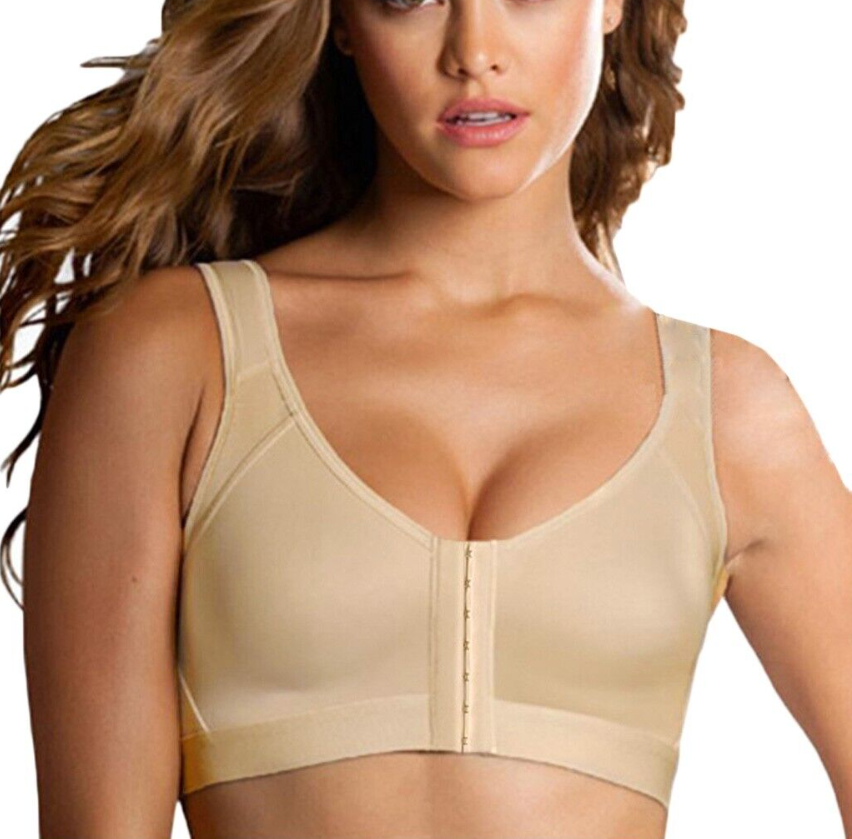 DELIMIRA Women's Front Closure Posture Wireless Back Support Full Coverage Bra