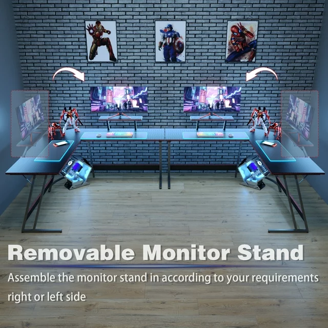 Homall L-Shaped Gaming Desk 51 Inches Corner Office Desk with Removable Monitor Riser, Black