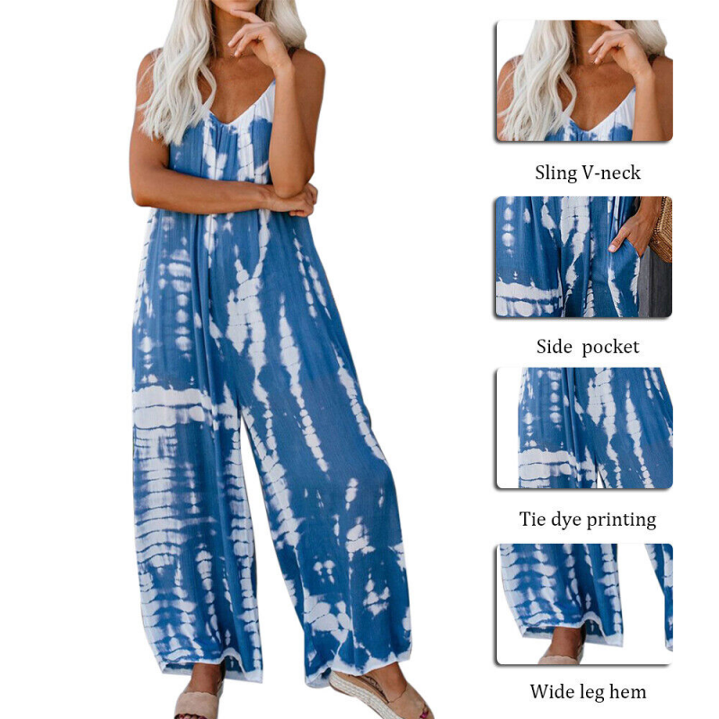 Ladys Dungarees Romper Bib Pants Casual Harem Jumpsuit Overalls Long Playsuit