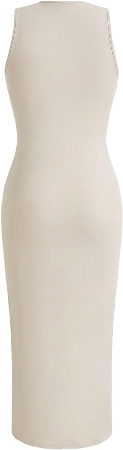 Verdusa Women's Crewneck Sleeveless High Waist Rib Knit Tank Long Bodycon Dress