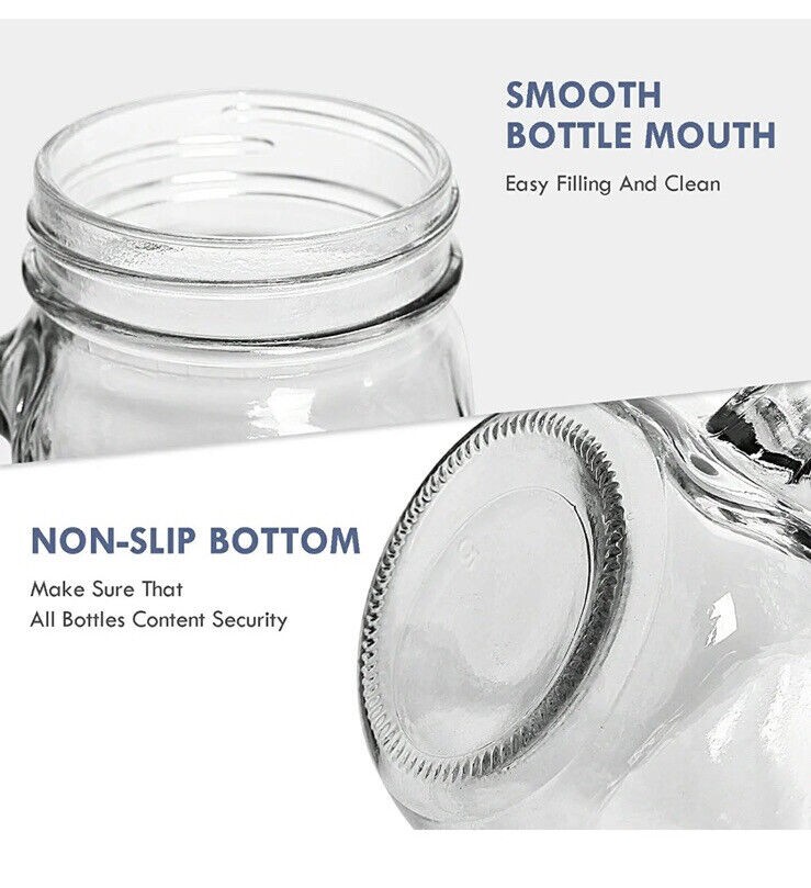 9 Pack 16 Oz Mason jar Drinking Glasses, Mason Mugs with Handle, Old Fashioned R