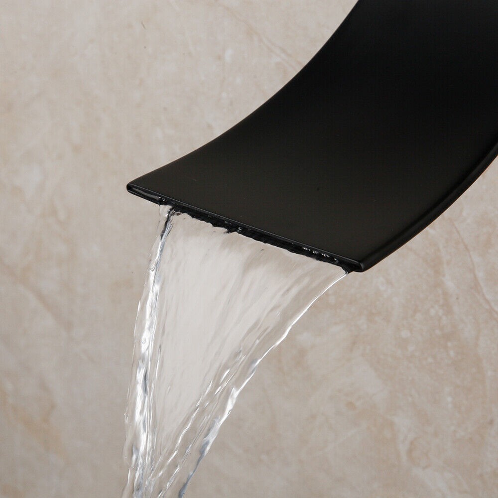 12" Black Bathroom Shower Faucet Set Square Shower Head Tub Mixer Wall Mount Tap