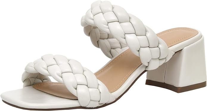 CUSHIONAIRE Women's Onyx braided Heel Sandal +Memory Foam, Wide Widths Available