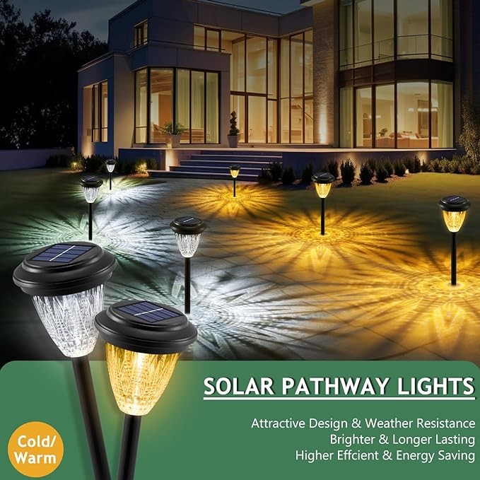 KYEKIO Solar Lights Outdoor, 10Pack Solar Pathway Lights for Outdoor Decor, Solar Garden Lights Waterproof, Outdoor Solar Lights for Yard, Two Color Changing Outdoor Lights Solar Powered for Landscape