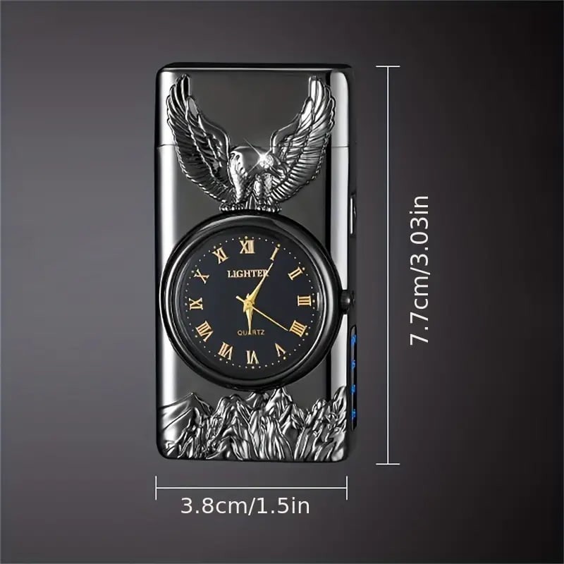 1pc Double Arc Lighter Embossed Eagle Cool Real Dial LED Lighting Charging Igniter