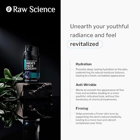 Men's Face Cream: Retinol Anti Aging Face Moisturizer for Men with Collagen, Hyaluronic Acid - Day & Night Anti Wrinkle Mens Skin Care - Vitamins E & A, Avocado Oil Facial Moisturizer for Man - 1.7 Oz