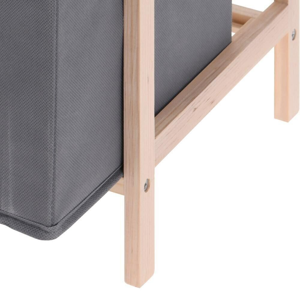Wooden Cabinet with 3 Grey Boxes Bedroom Bathroom Shelf Cupboard Storage Unit