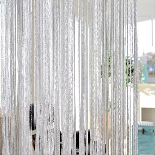 String Curtains Beaded Door Curtains Panel Divider ,Fly Screen for Door Wall and Window Decoration,200cm x 100 cm(200cm*100 cm,Silver)