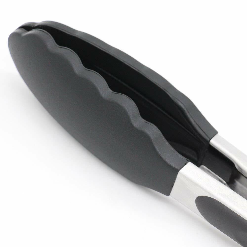 Kitchen Tong with Built-in Stand Food Tongs Set of 2 Stainless Steel & Silicone