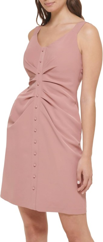 GUESS Women's Front Button Side Gathering Dress