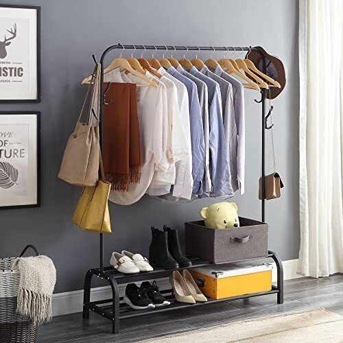 Clothes Rack With Shelves,Stand Clothing Racks for Hanging Clothes, Garment