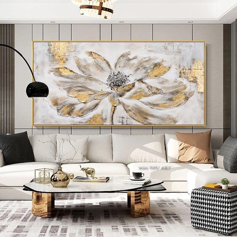 Golden Flower Abstract Canvas Painting Canvas Wall Art Home Decor Posters Prints