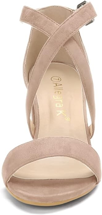 Allegra K Women's Crisscross Ankle Strap Block Heel Sandals