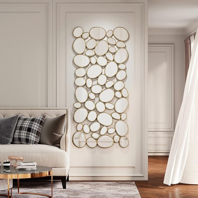 NXHOME Modern Large Accent Mirror - Gold Decorative Mirror 23×51 Inch Metal Framed Wall Mounted Mirror for Entryway Living Room