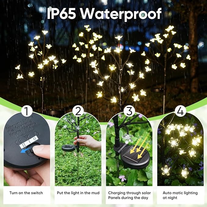 IUEECEN Solar Flowers Lights Garden Decor, Solar Garden Lights Outdoor Decorative,2Pack 40LED Solar Lights Outdoor Garden Waterproof Fairy Lights for Outside Yard,Lawn Decorations Gardening Gifts