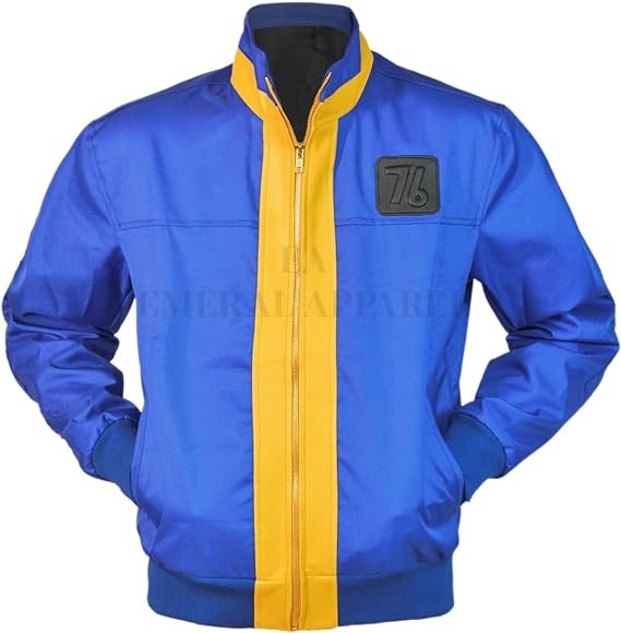 EA Emerald Apparel 76 Fallout Jacket, Retro Fallout Design, 76 Blue Cordura Lightweight Bomber jacket