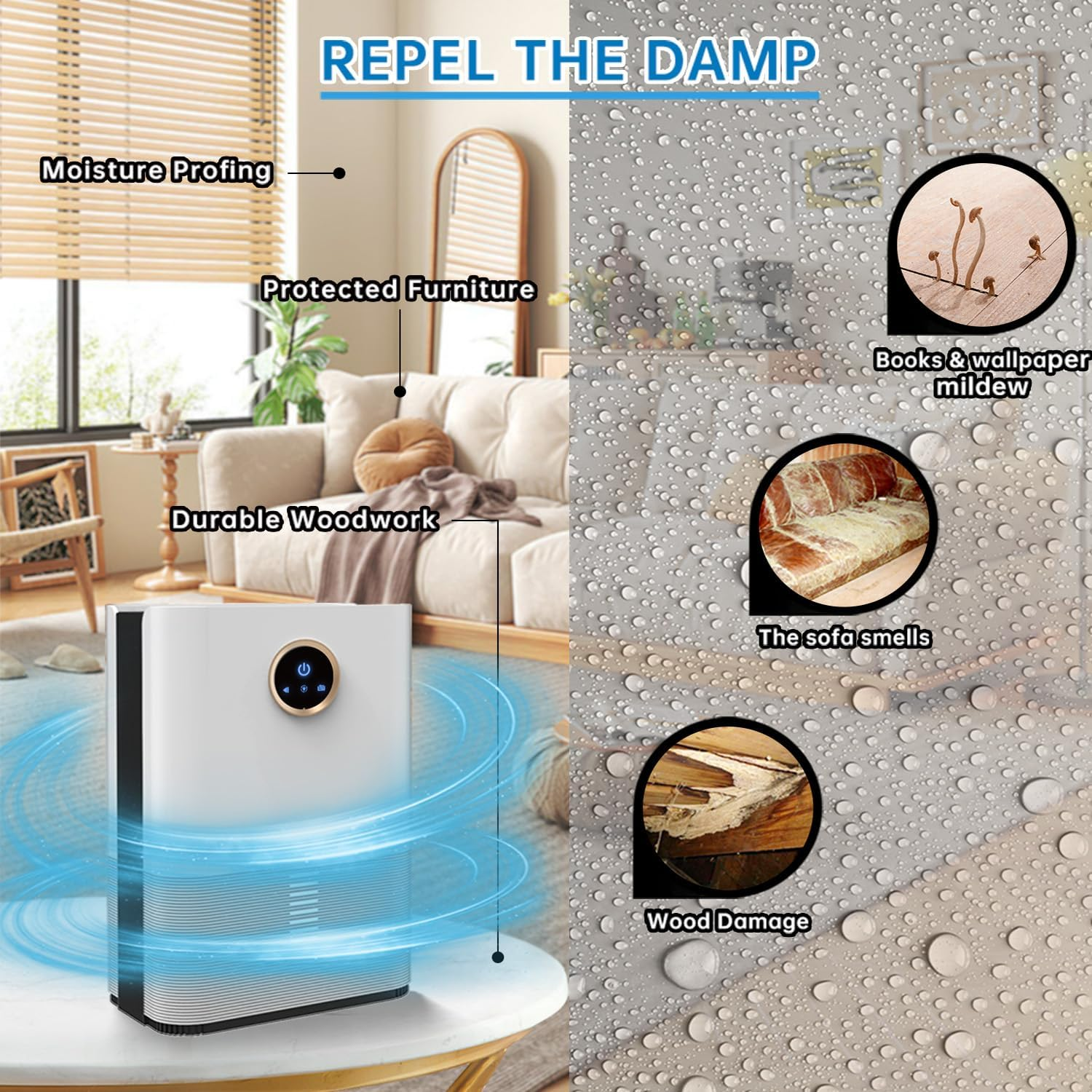 Dehumidifier for Basement Bathroom RV Home Closet Indoor Indoor 33.8 Oz Water Ta