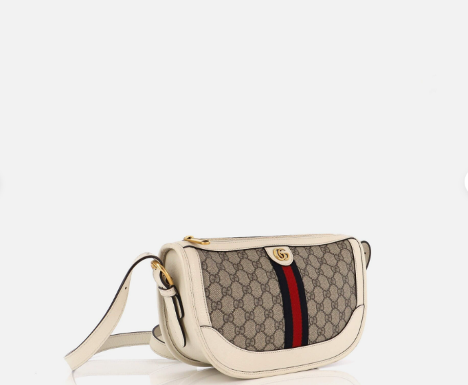 Gucci Ophidia Curved Zip Shoulder Bag GG Coated Canvas Large Brown