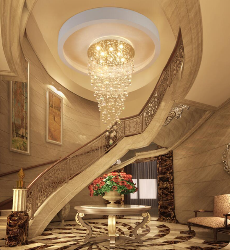 LED Ceiling Lamp Crystal Living Room Pendant Light Luxury Stair Chandelier lamp