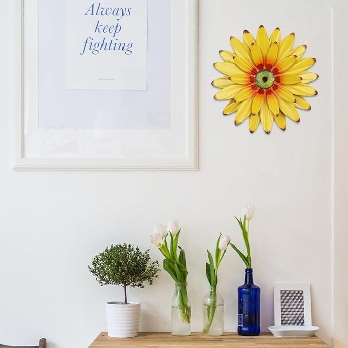 hogardeck Sunflower Decor 11" Metal Flower Wall Decor for Indoor Outdoor, Sunflower Kitchen Decor Floral Metal Wall Art, Sunflower Wall Decor for Bathroom, Living Room, Porch, Garden, Yard, Backyard