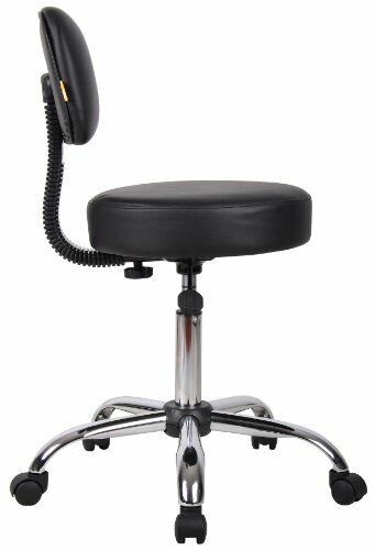 Boss Office Products Be Well Medical Spa Stool with Back in Black