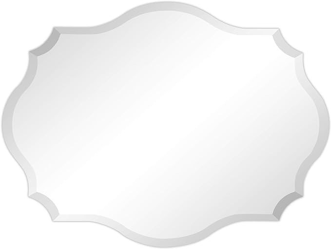 Empire Art Direct Frameless Prism Modern Wall Mirror 1"-Beveled Edge Ready to Hang for Bathroom, Vanity, Bedroom, 24" x 32", Oblong Scalloped