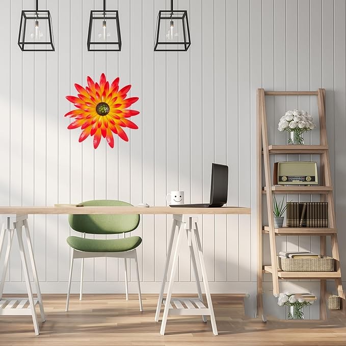 LITIALLY Outdoor Metal Flower Wall Art Garden Decor Cute Flowers Decorations A