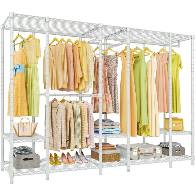 VIPEK V50i Extra Large Portable Closet Rack Bedroom Armoire Freestanding Wardrobe Closet, Heavy Duty Clothes Rack Multi-Functional Metal Clothing Rack, Max Load 1300lbs, White