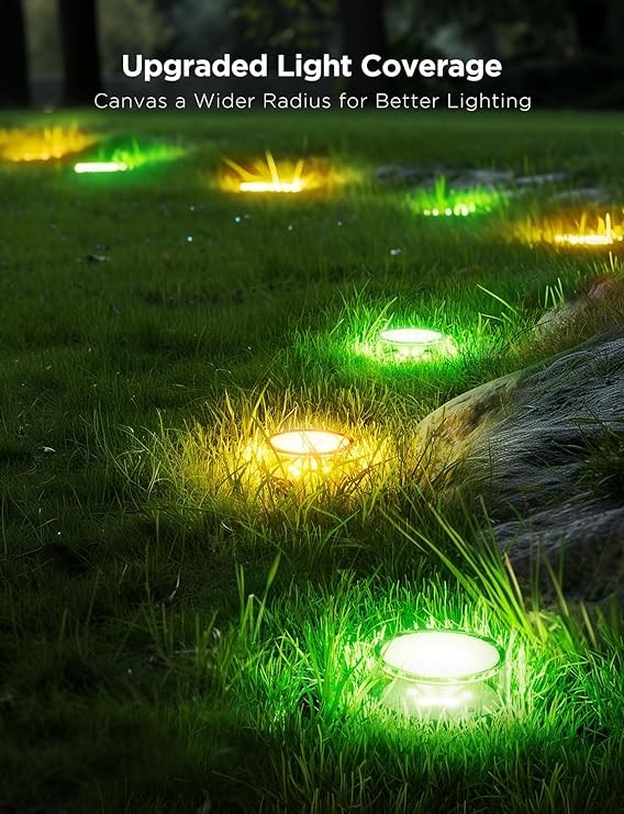 Govee Outdoor Ground Lights 2, 50ft Outdoor Lights for Patio, 15 Pack RGBIC Pathway Lights with 100LM Warm White, IP67 Waterproof for Garden Decor, 63 Scene Modes, Works with Alexa, Google Assistant