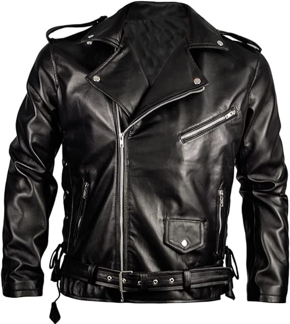 Atom Cats Jacket - Black Fall Video Gaming Cosplay Costume Motorcycle Brando Leather Jacket
