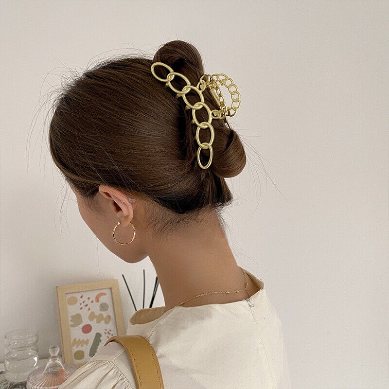 Women Hair Clips Claw Large Geometric Metal Hollow Out Hair Accessories Elegant