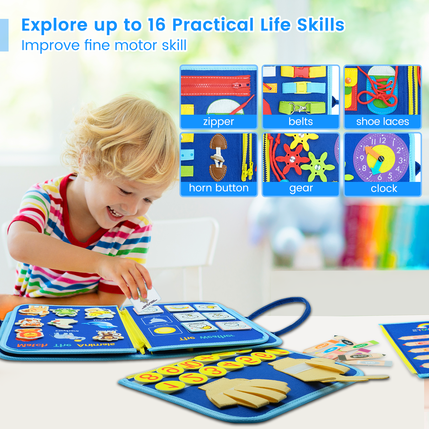 Toddler Montessori Busy Board Travel Sensory Educational Toy Preschool Activity